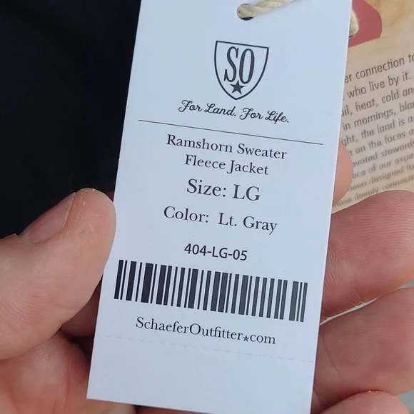 SCHAEFER Outfitter Ramshorn Light‎ Grey Sz L Mens Zip Sweater Fleece Jacket NEW - Picture 10 of 11